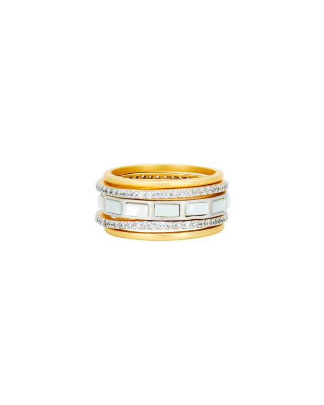Iridescent Stack Rings, Set of 5, Size 6-8